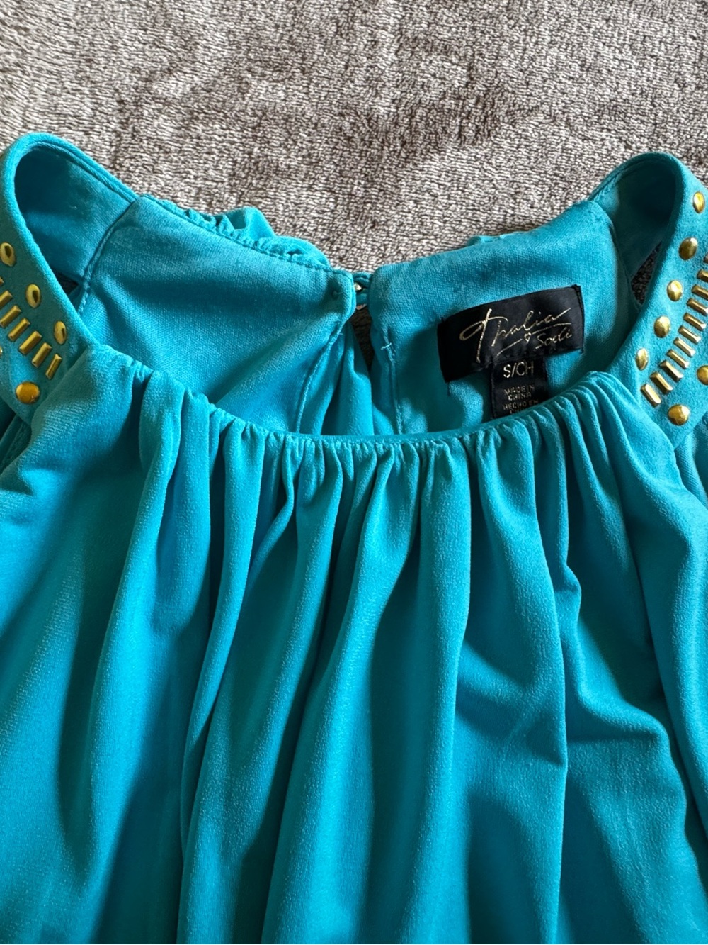 Thalia Sodi Turquoise Sleeveless Dress with Studded Detail Size S